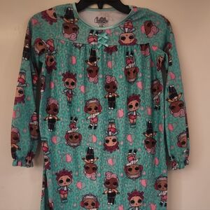 L.O.L. Surprise! Teal Sleepwear Dress with Doll Design, Size 10